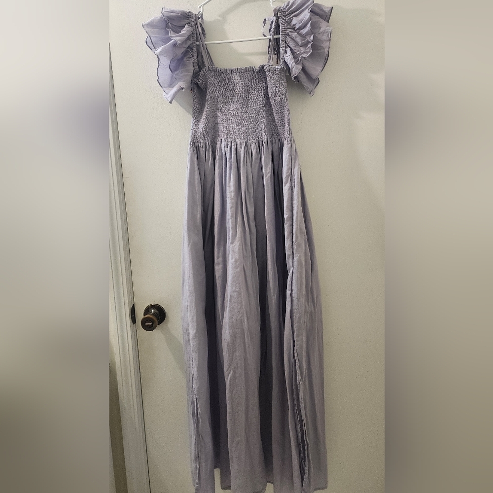 Saya Lavender Ruffle Maxi Dress, Size Medium, Pime‎ Cotton.
